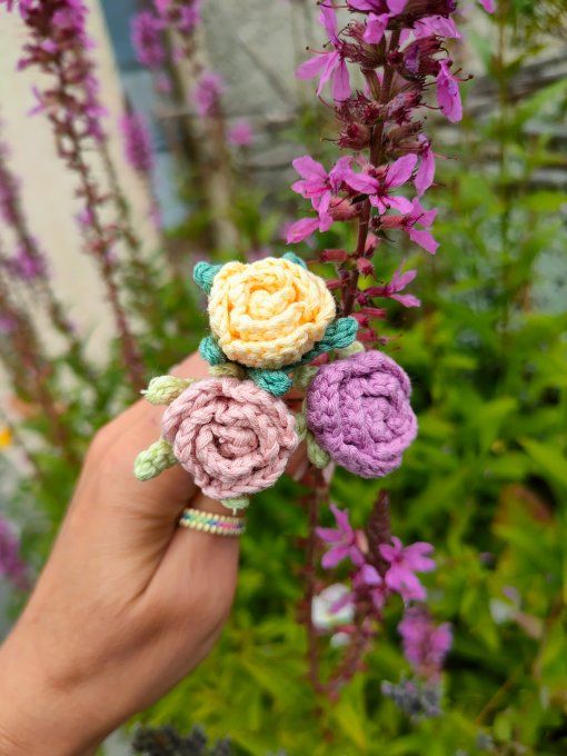 Lot de 3 épingles cheveux petite rose 